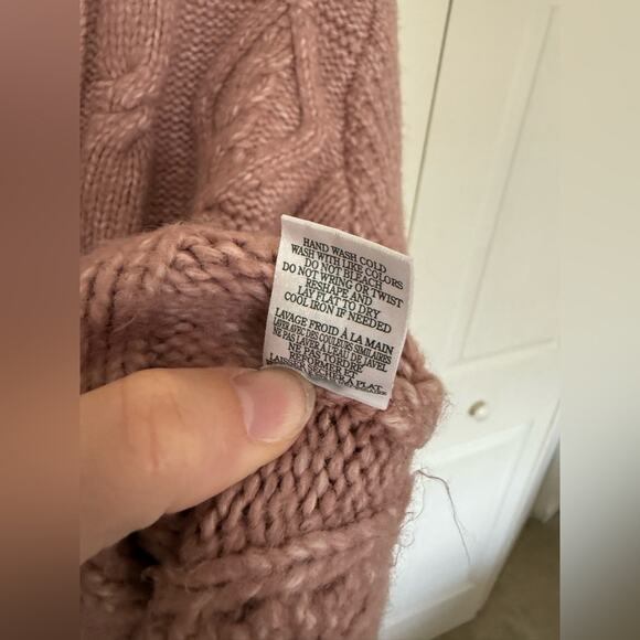 Z Supply Ryleigh Cable Knit Cardigan Dusty Rose Pink Sweater Size Small - Picture 9 of 10